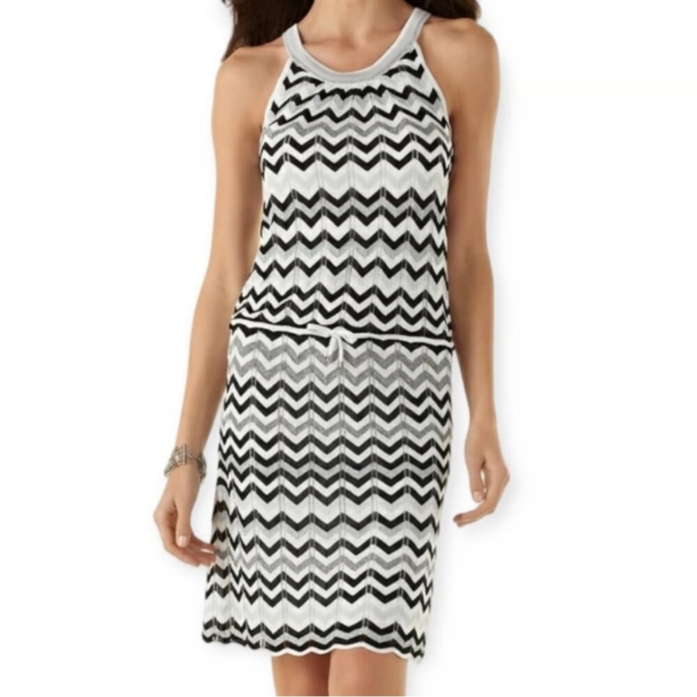 NEW! White House Black market Cheveron Stripe Dress Sleeveless Scoop Neck Small